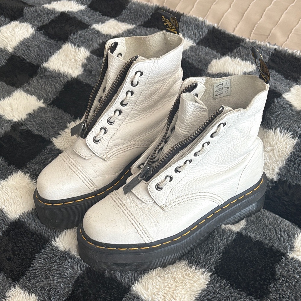 Dr. Martens White Leather Combat Boots